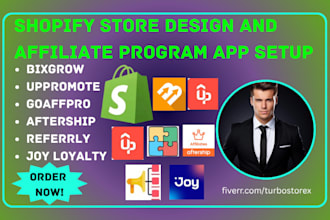 setup shopify affiliate program apps uppromote bixgrow joy loyalty goaffpro