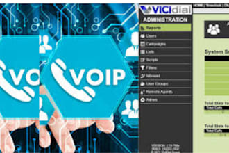 install vicidial and provide complete dialer setup with voip