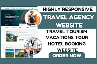 build travel agency website travel tourism vacation  tour hotel booking website