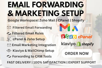 setup cpanel email marketing, automatic email forwarding, google workspace, zoho