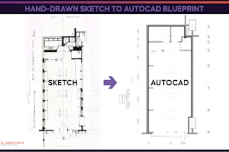 draw, or redraw your 2d hand sketch into an autocad blueprint