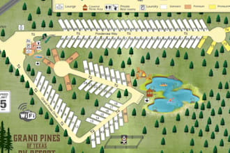 create custom vector map for rv parks, resorts, campgrounds or property sites