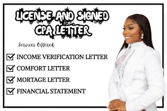 prepare and sign financial statement income verification comfort letter, CPA
