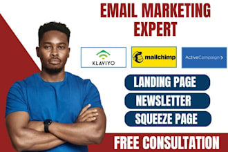 build landing page newsletter squeeze page in klaviyo mailchimp activecampaign