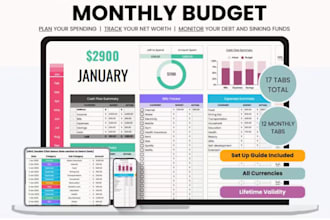 design custom full automation excel google spreadsheet budget planner formulas