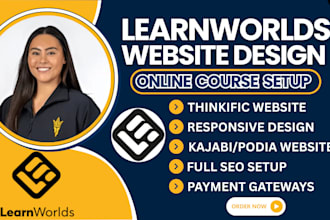 do teachable website design, thinkific, podia, online course setup, learnworlds