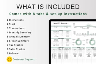 create custom excel spreadsheet, template , finance, budget tracker planner