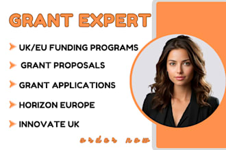 do grant research, write winning grant proposal for eu funding, horizon funding