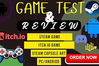 test your game and review on steam, epic, itch io and android steam capsule art