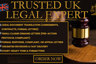 translate legal documents and write small claims letters under UK law
