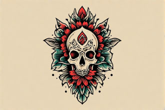 create a unique tattoo design,neo traditional, old school