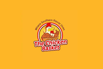 design creative unique chicken basket logo