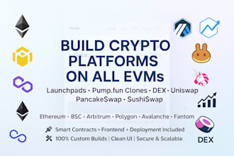 build launchpad, pump fun, dex, pancake swap, uniswap, sushi swap on all evms