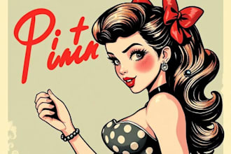 draw a pin up girl and pin up girl illustration