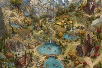 draw  fantasy map, site plan, plat map, site map, neighborhood and  fantasy map