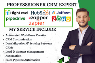 integrate gohighlevel hubspot jobnimbus pipedrive copper crm zoho zapier