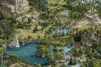 create a  fantasy map, vector map illustration for events, festivals,