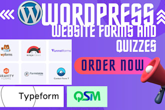 setup wordpress website forms and quizzes wpforms forminator jotform qsm funnel