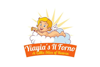 design cherubs eating pizza food truck logo