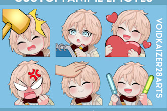 draw custom emotes anime for twitch, discord, vtuber