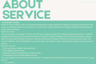 a service of beta reading, and I translate books and texts