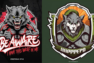 design high quality animal mascot werewolf logo