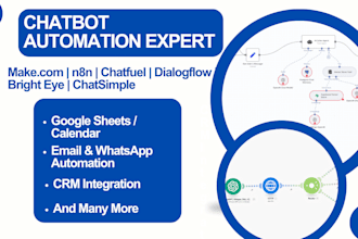 automate chatfuel, dialogflow, bright eye, or chatsimple using make com or n8n