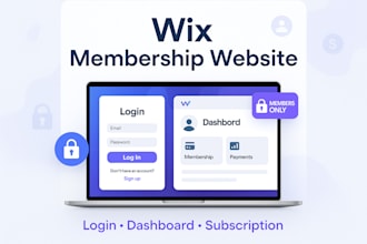 build a wix membership website, subscription website with login, user dashboard