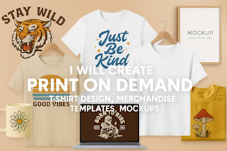 create print on demand tshirt designs merchandise templates mockups