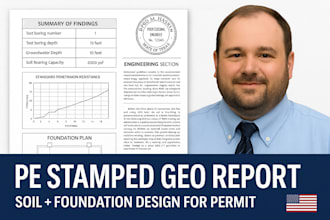 prepare geotechnical report and soil foundation design with pe stamp