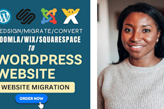 migrate, redesign, clone wix squarespace joomla website to wordpress website