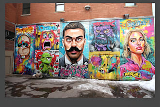 create graffiti pop art canvas designs and murals