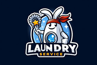 design awesome mascot laundry service logo only 15 hours
