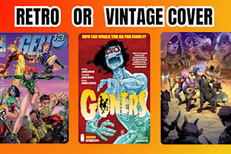 draw comic book cover, retro comic book cover, storyboard, comic artist, manga
