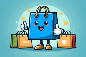 do shoping bag mascot logo design with unlimited revision