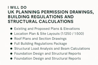 do uk planning permission drawings, building regulations structural calculation