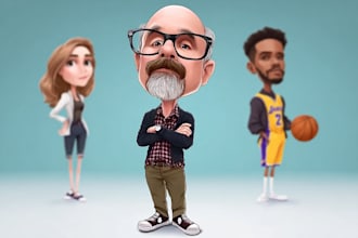 draw full body big head cartoon caricature