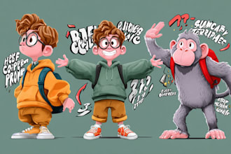 design custom mascot and cartoon character illustration