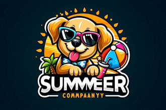create summer dog mascot logo for you with my on creativity