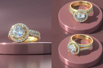 design custom 3d jewelry cad stl models for rings, pendant jewellery render