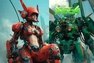 draw amazing character mecha robot illustration