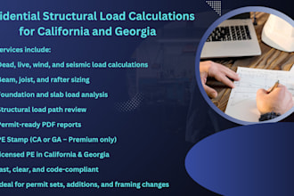 do structural calculation load calculations for california, georgia reports
