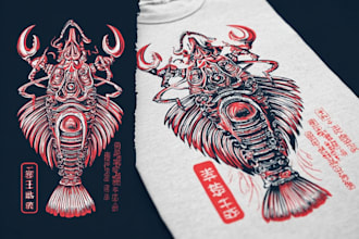 create animal linocut tshirt design for brands