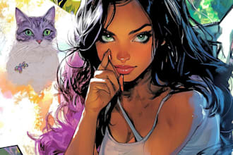 draw retro realistic comic book pages, film and characters