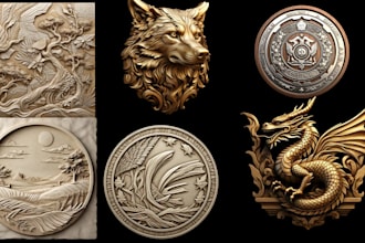 3d coin bas relief cnc engraving laser zbrush file architectural wall art