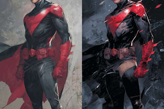 drawing custom superhero character in action