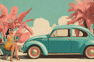 make best illustration in vintage and retro styles