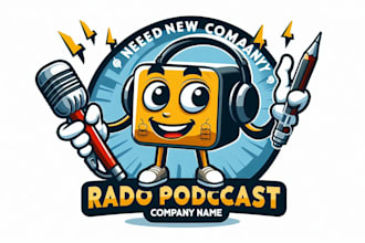 create an elegant radio podcast mascot logo in very short time