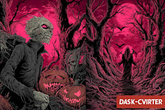 draw a detailed dark, brutal, horror, and heavy metal art illustration