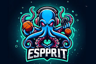 make esport mascot octopus logo with unlimited revision